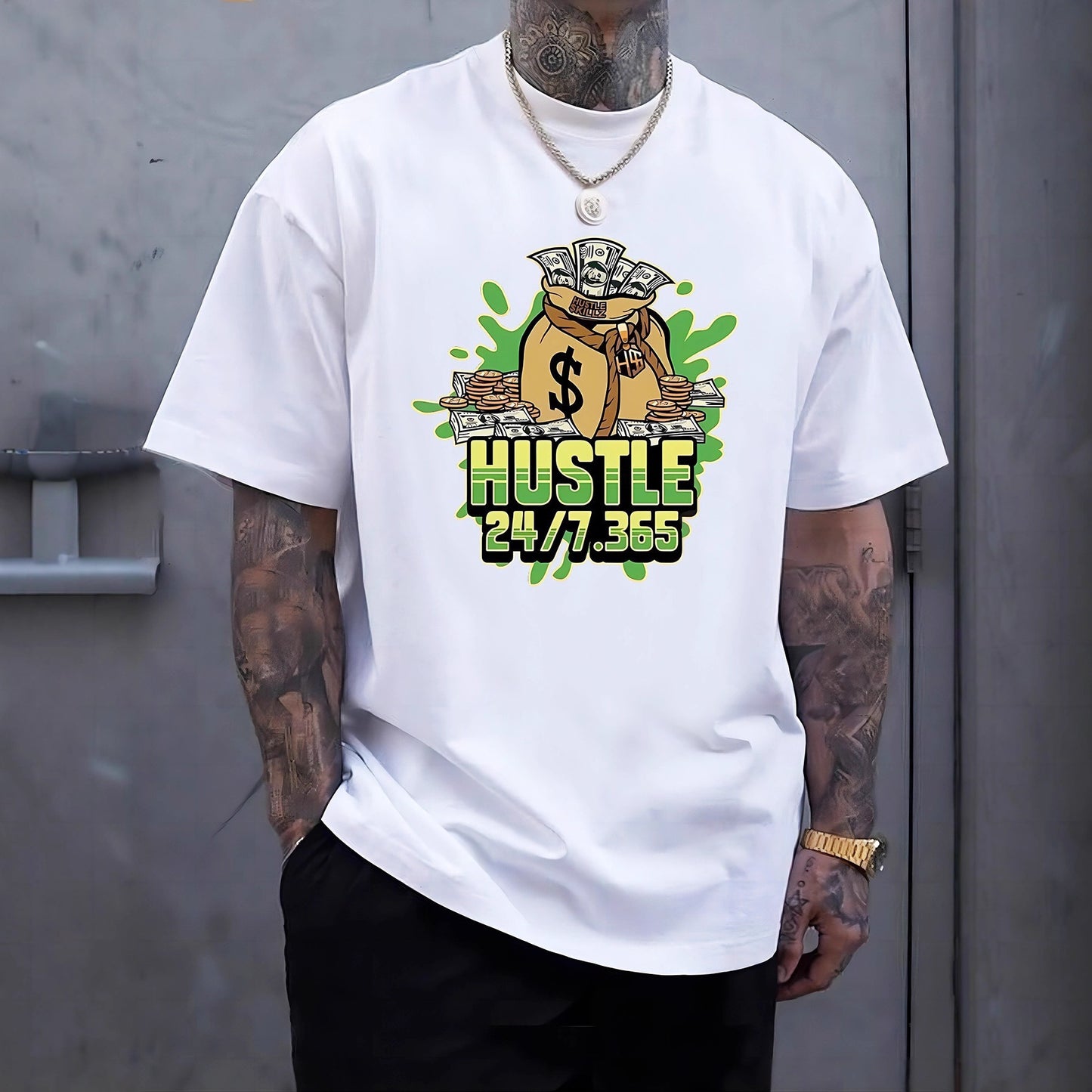 Printed Men's Casual Short Sleeve Breathable T-shirt