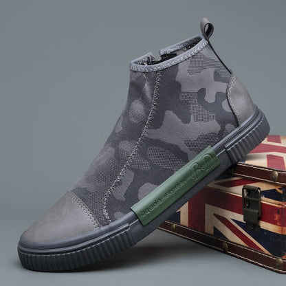 High-top Canvas Slip-on Lazy Camouflage Breathable Casual Shoes