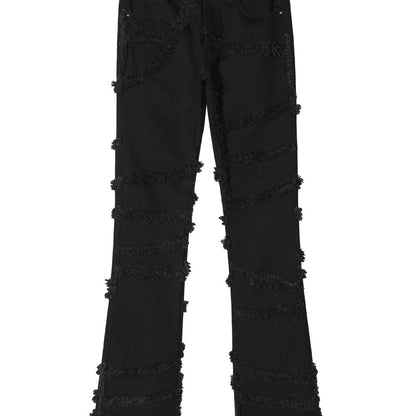 Hip-hop Raw Hem Micro Flared Jeans
