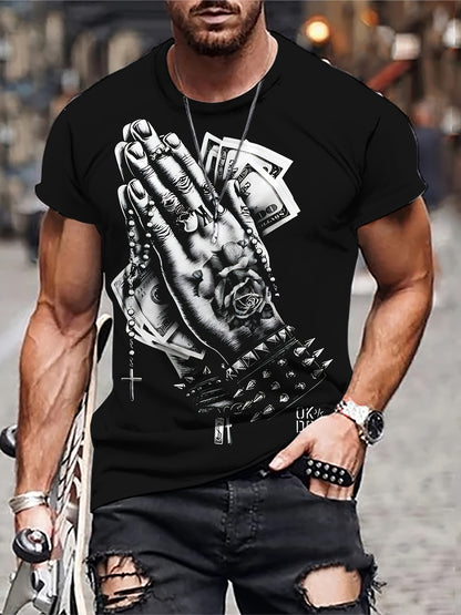 Men's Praying Hands Printed T-shirt