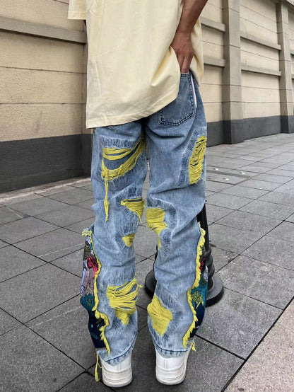 Fried Street Straight Loose Draggle-tail Jeans