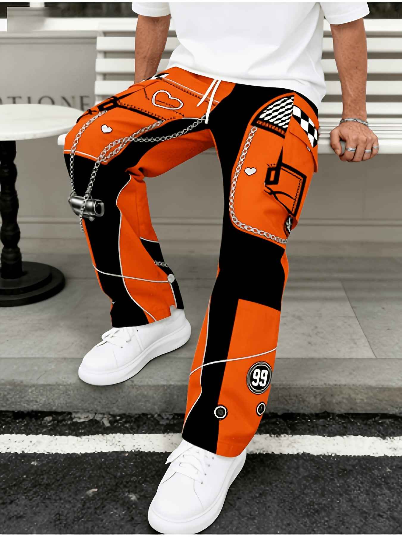 American Street Racing Style Cargo Wide-Leg Pants