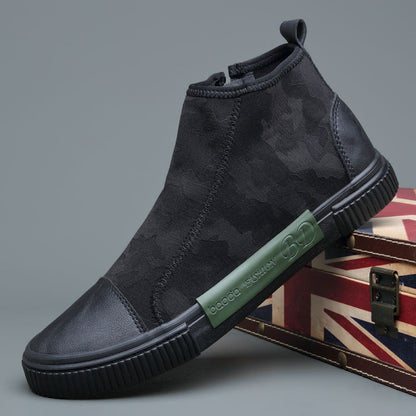 High-top Canvas Slip-on Lazy Camouflage Breathable Casual Shoes