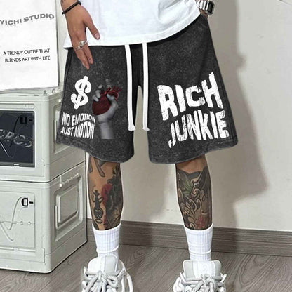 Mens Retro Washed Casual Summer Street Sport Shorts