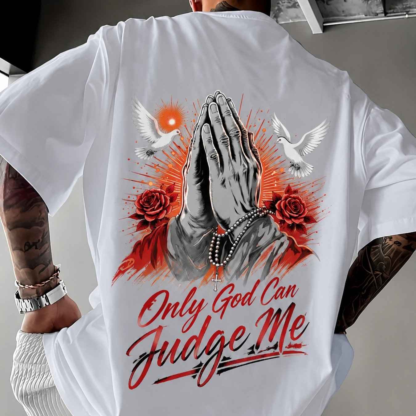 Gods Judgment Colorful Loose Street Style Mens Tee