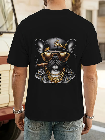 Hip-hop Dog Gold Chain Pattern Men's T-shirt