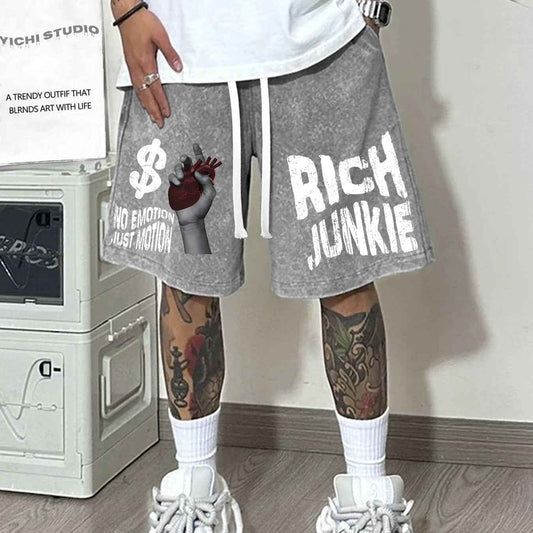 Mens Retro Washed Casual Summer Street Sport Shorts