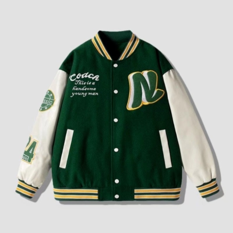 Chaqueta de béisbol con letras bordadas de Street Letter