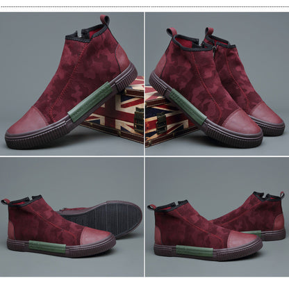 High-top Canvas Slip-on Lazy Camouflage Breathable Casual Shoes