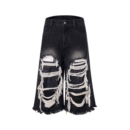 Ripped Cropped Denim Distressed Shorts