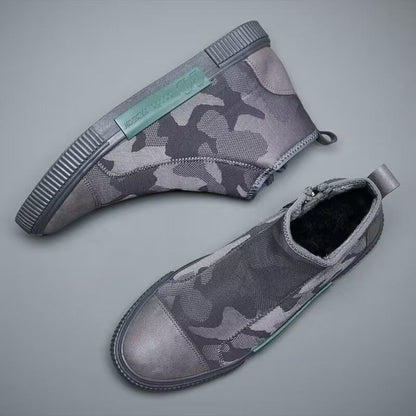 High-top Canvas Slip-on Lazy Camouflage Breathable Casual Shoes
