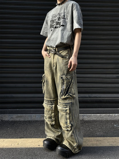 Retro Pocket Wide Leg Jeans