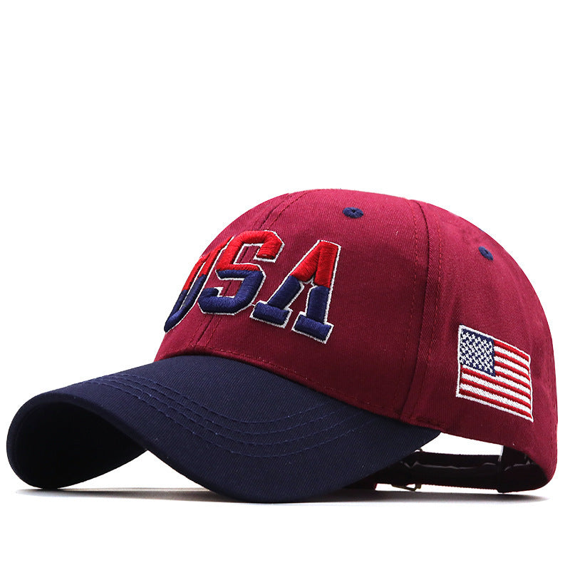 Gorra de béisbol para exteriores con bordado de letras de EE. UU.