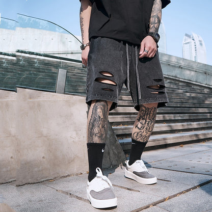 Five-point Men's Denim Ripped Shorts