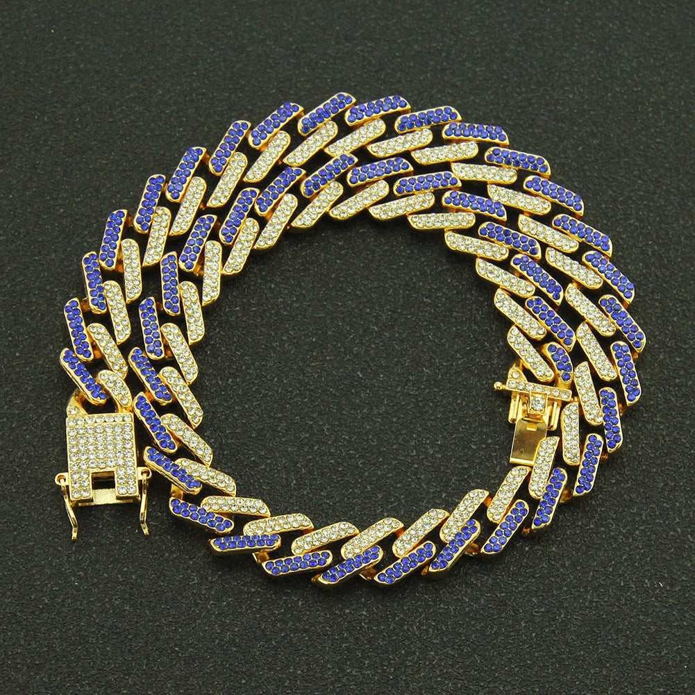 Geometric Square Cuban Colored Diamond Bracelet