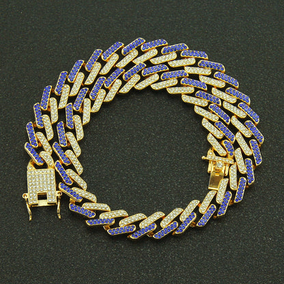 Geometric Square Cuban Colored Diamond Bracelet