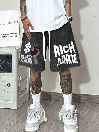 Mens Retro Washed Casual Summer Street Sport Shorts