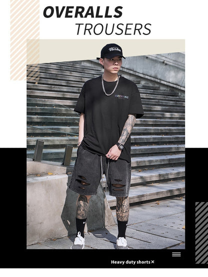 Five-point Men's Denim Ripped Shorts