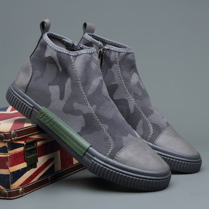 High-top Canvas Slip-on Lazy Camouflage Breathable Casual Shoes