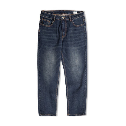 Vintage Denim Washed Men's Straight Jeans