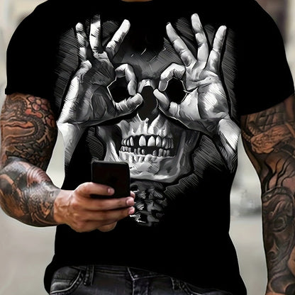 Creative Skull Print Men's Casual Street Style T-shirt