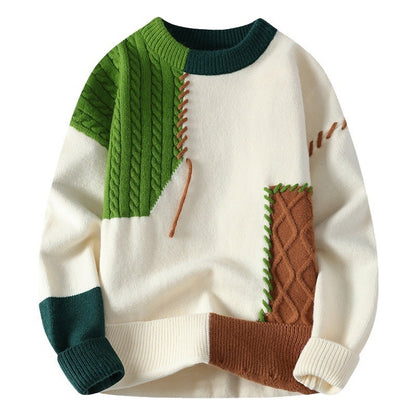 Colorblock Pullover Fashion Long Sleeve Men's Sweater