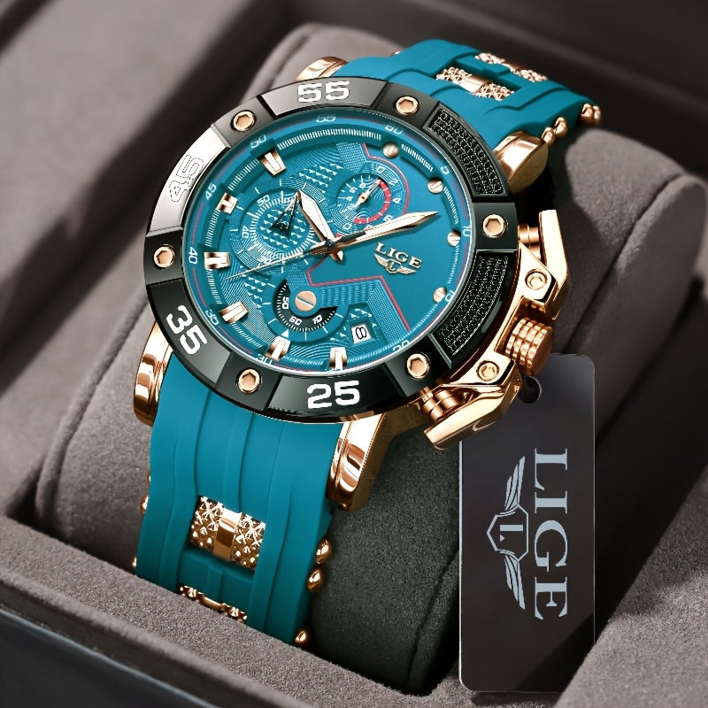 Elegant Teal Lige Luminous World Time Business Casual Watch