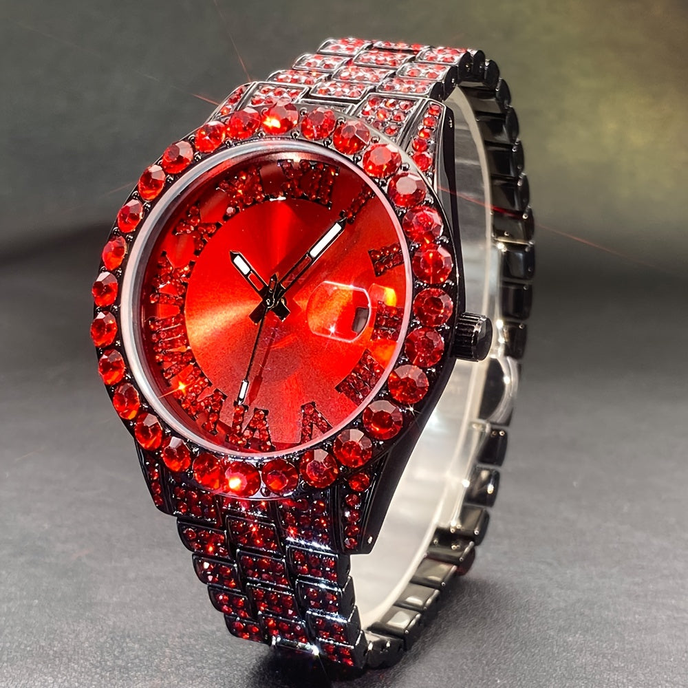 Luxury Rhinestone Watches Ice Blue  Red Luminous