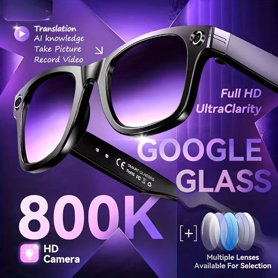 AI Smart Glasses 8GB Large Capacity Memory 8MP Camera 100 Language Translation Wireless CallMusic