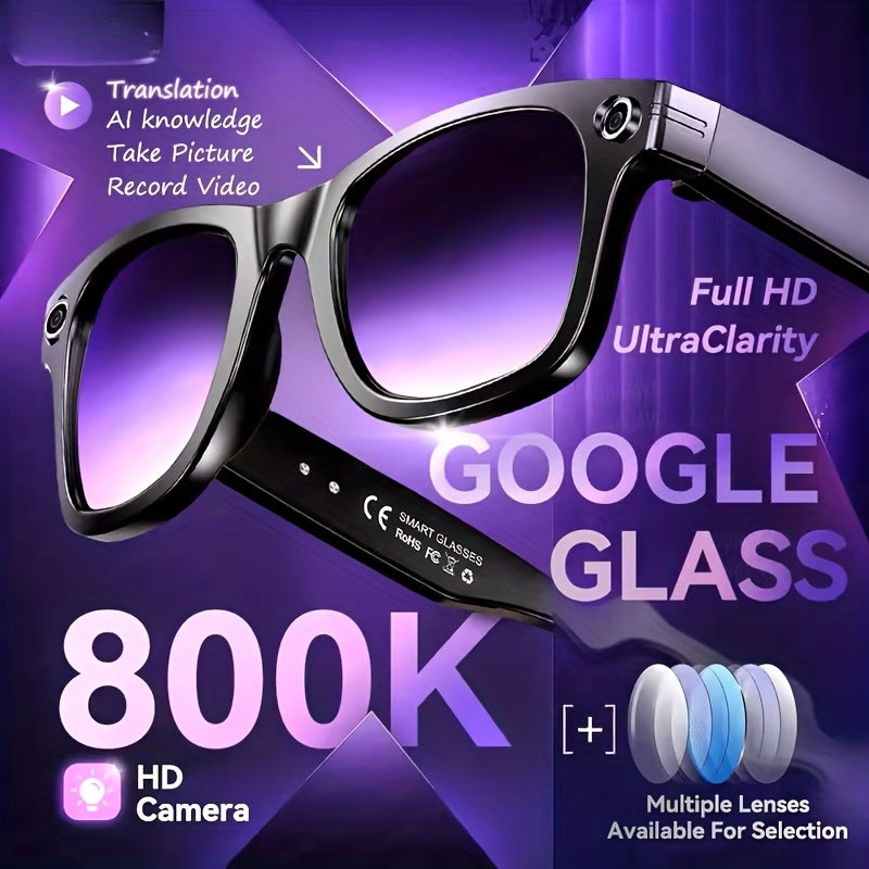 AI Smart Glasses 8GB Large Capacity Memory 8MP Camera 100 Language Translation Wireless CallMusic