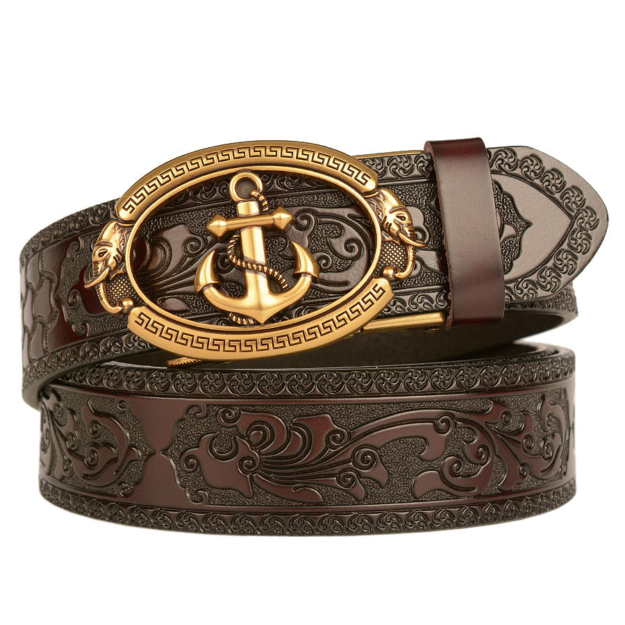 Cinturón de ocio con hebilla automática de moda y ancla personalizada