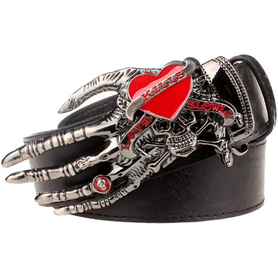 Cinturón de moda con garra de cabeza grande y calavera
