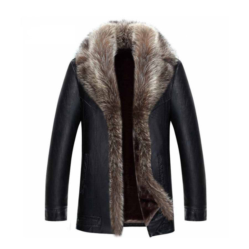 Mens Fashion Casual  Fur Collar Coat