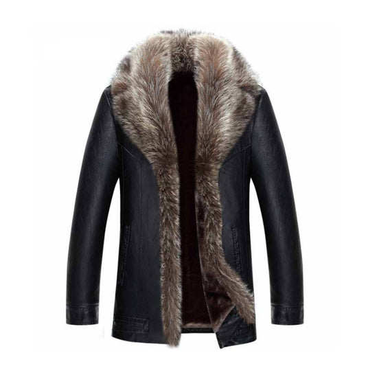 Mens Fashion Casual  Fur Collar Coat