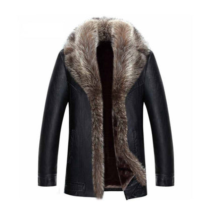 Mens Fashion Casual  Fur Collar Coat