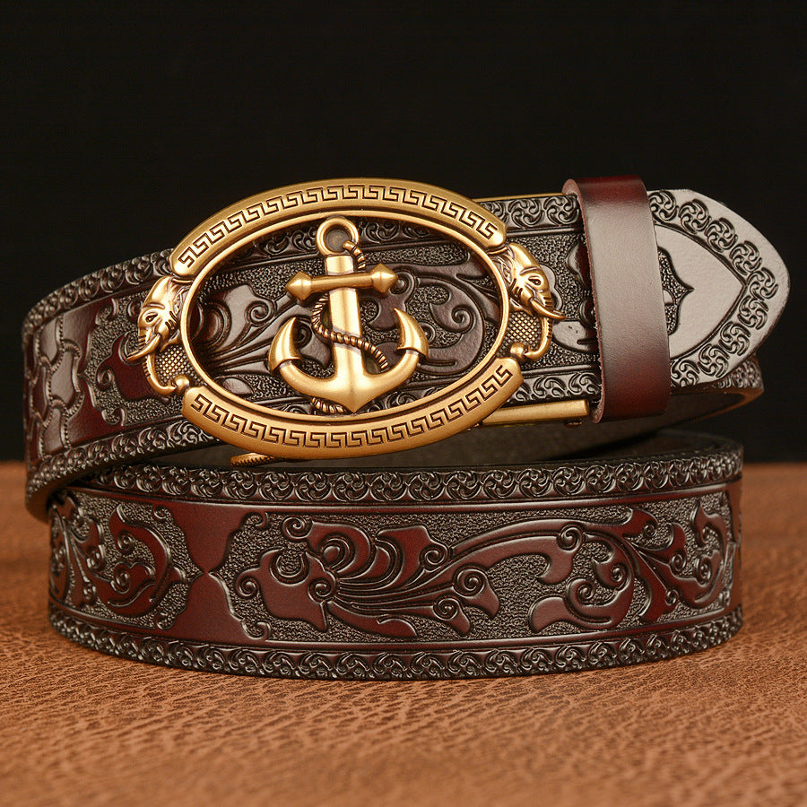 Cinturón de ocio con hebilla automática de moda y ancla personalizada