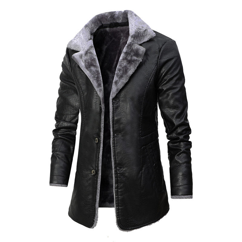 Mens Plush Lapel Faux Fur Jacket