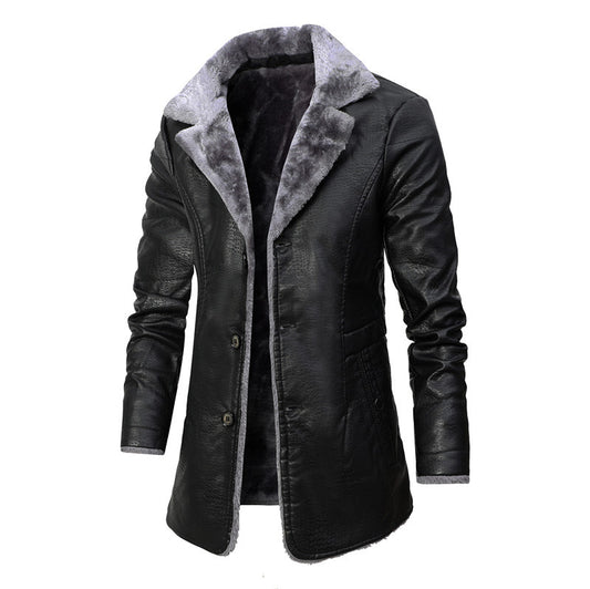 Mens Plush Lapel Faux Fur Jacket