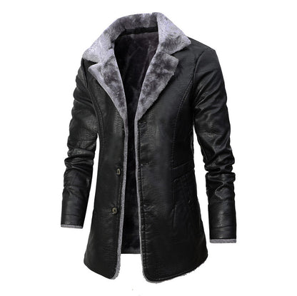 Mens Plush Lapel Faux Fur Jacket