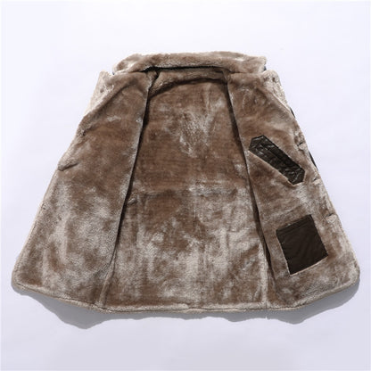Mens Plush Lapel Faux Fur Jacket