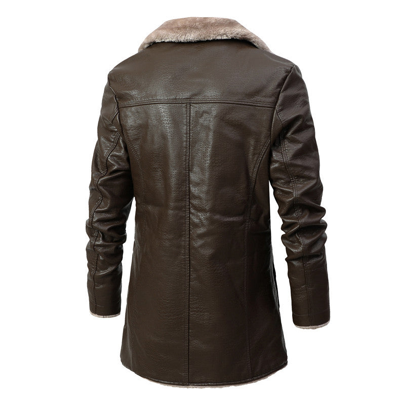 Mens Plush Lapel Faux Fur Jacket