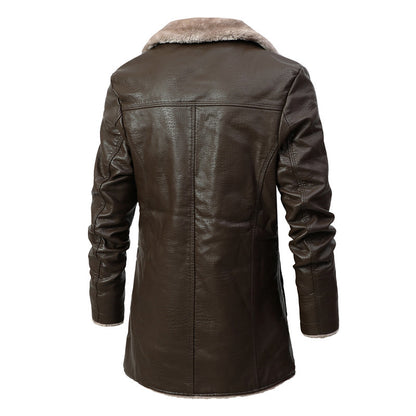Mens Plush Lapel Faux Fur Jacket