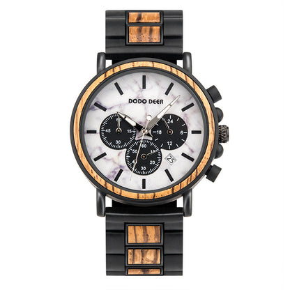 Wood Stainless Steel Stylish Men Watch