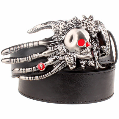 Cinturón de moda con garra de cabeza grande y calavera