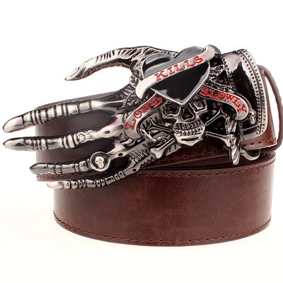 Cinturón de moda con garra de cabeza grande y calavera