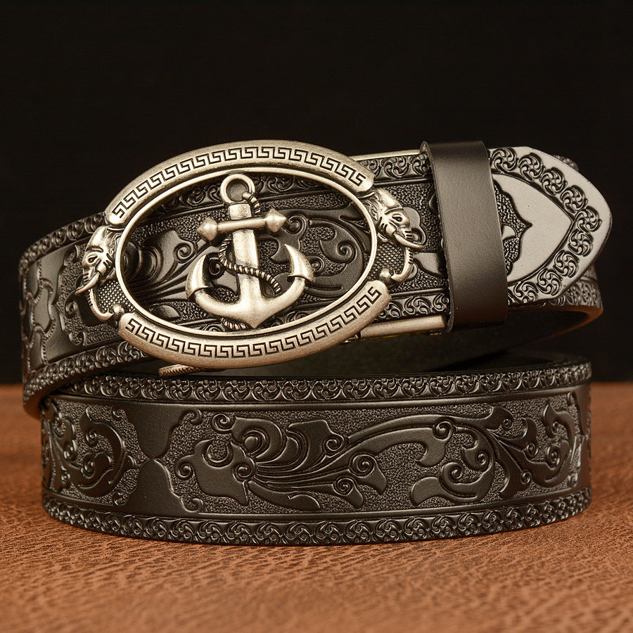 Cinturón de ocio con hebilla automática de moda y ancla personalizada