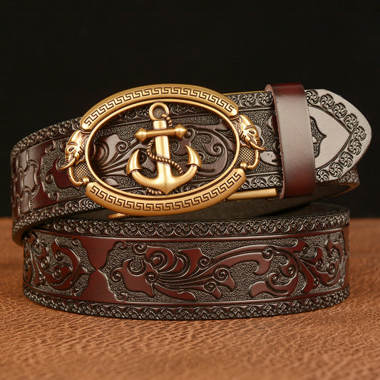 Cinturón de ocio con hebilla automática de moda y ancla personalizada