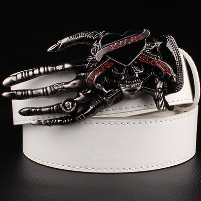 Cinturón de moda con garra de cabeza grande y calavera
