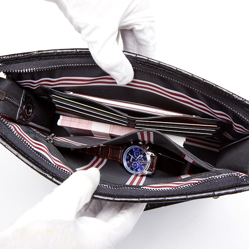 Cartera de mano informal de cuero de gran capacidad para negocios
