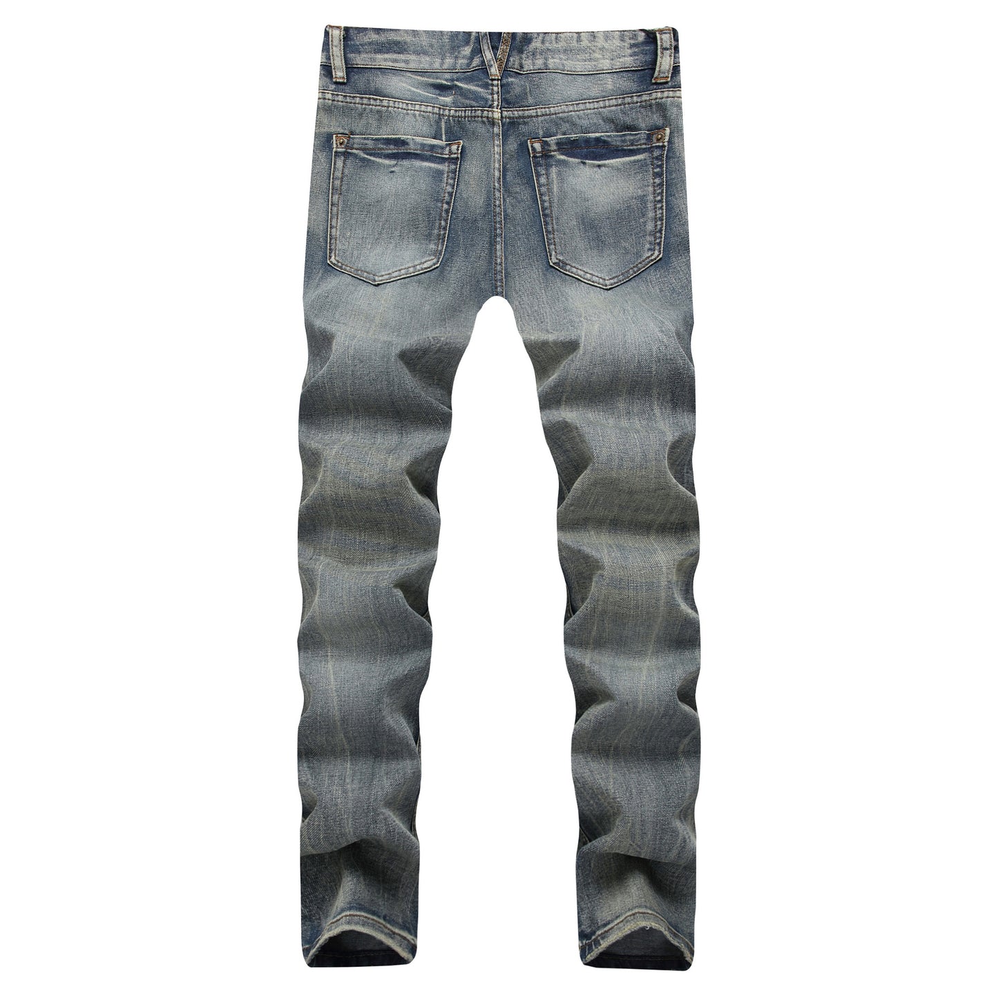 Jeans de mezclilla lavada y deshilachada